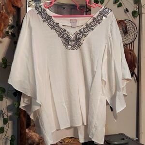 4 for $15. Chico's white boho sequined flowy blouse size 2x women's